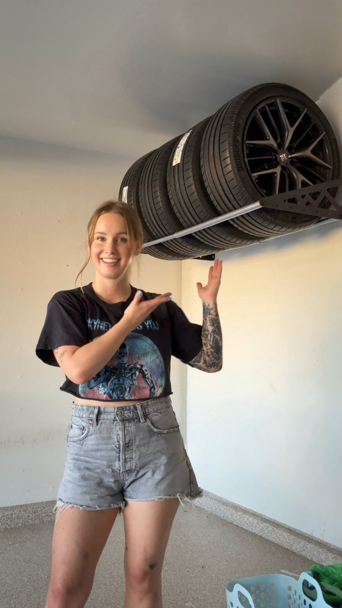 Instagram post by @omgitsfirefoxx for Bridgestone. Caption reads: [...] ✨🛞 Picked up a rack to get the @bridgestone....