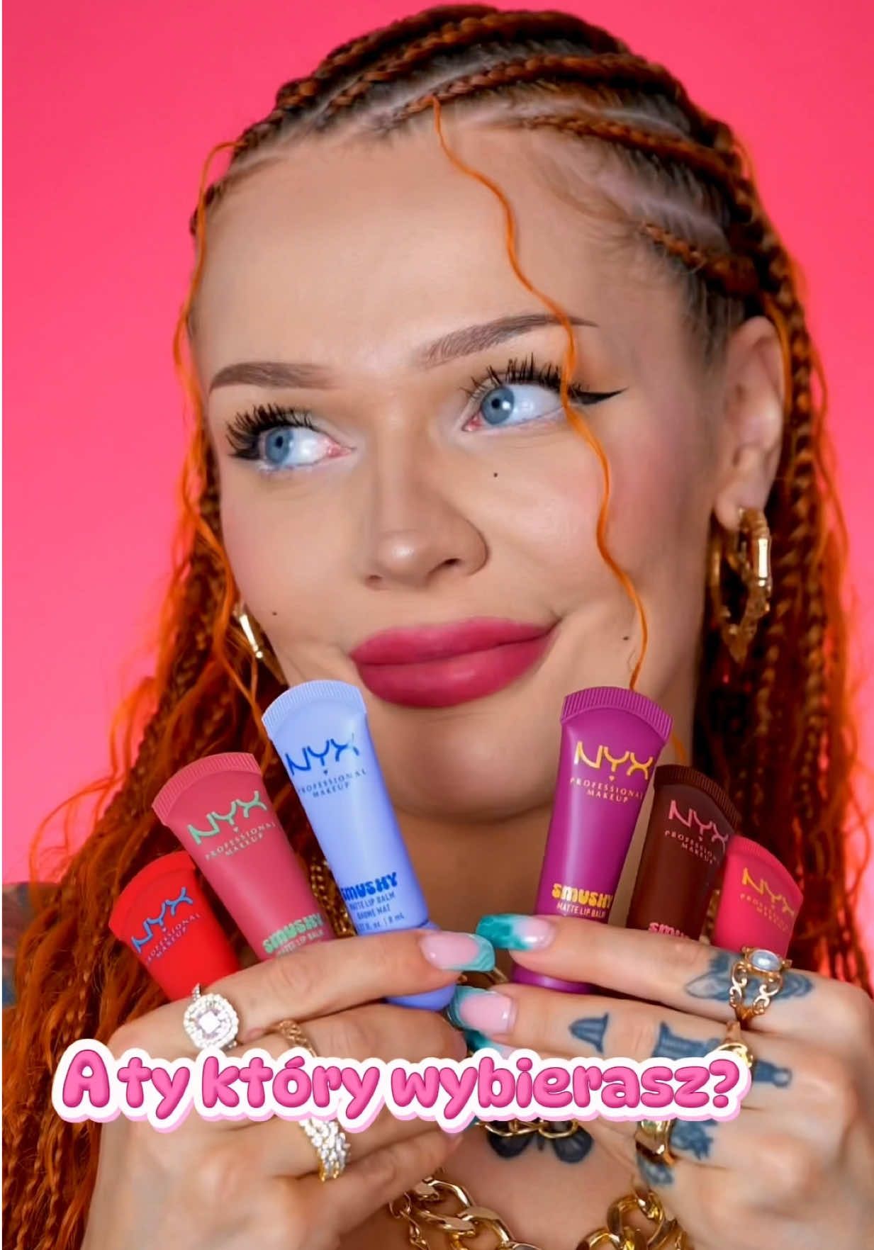 TikTok post by @klaudiabieszcz for NYX Cosmetics. Caption reads: Testuję najnowsze pomadki @NYX Cosmetics Polska....