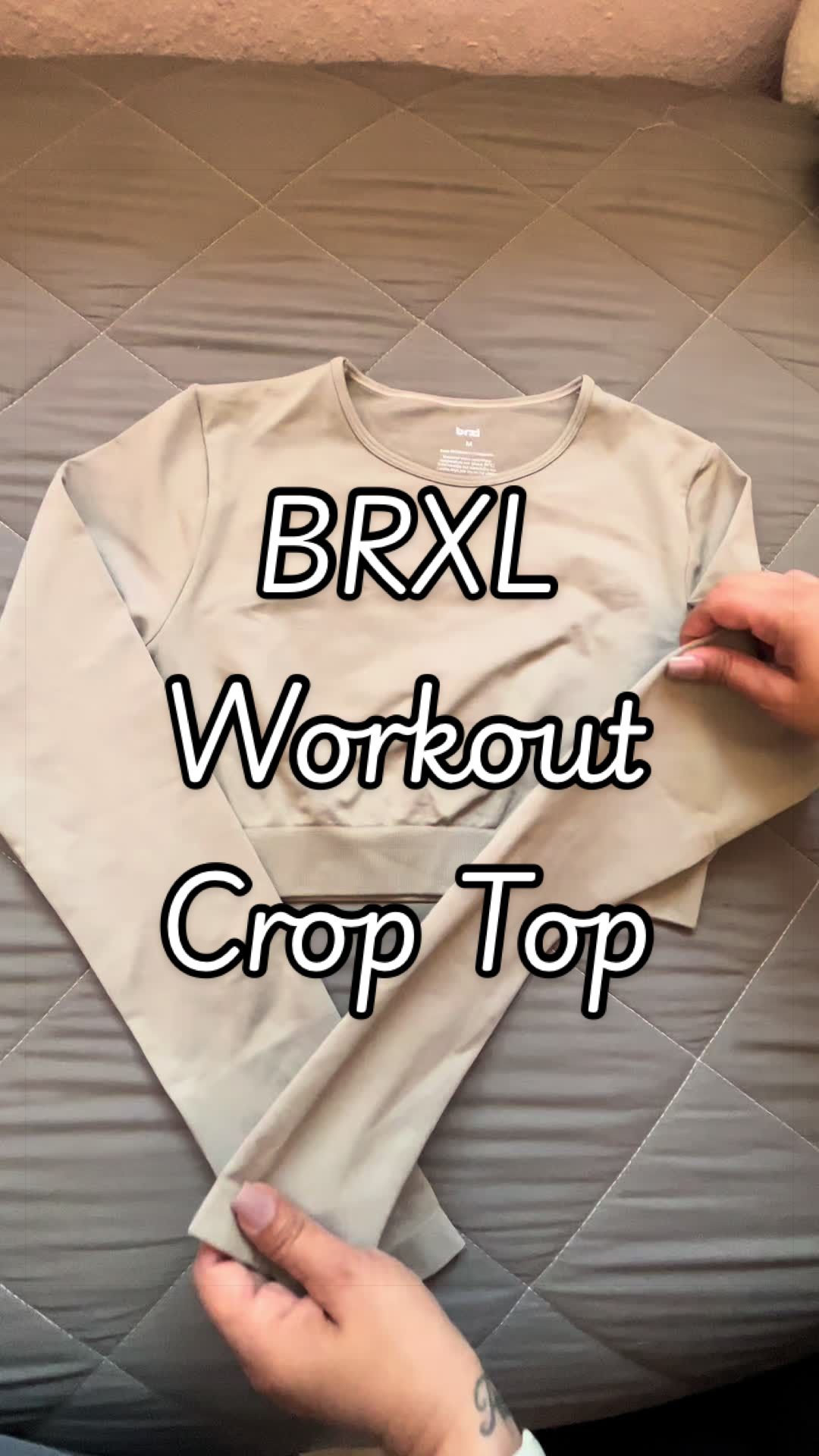 TikTok post by @shey_sanchez83 for BRXL. Caption reads: @BRXL #brxl #workout #croptop #gymtok #gymrat.