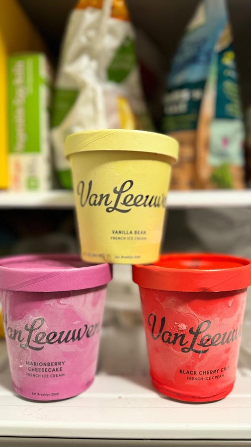 Instagram post by @fiona_l.a for Van Leeuwen Ice Cream. Caption reads: Grocery shopping at @sprouts is a whole lot....