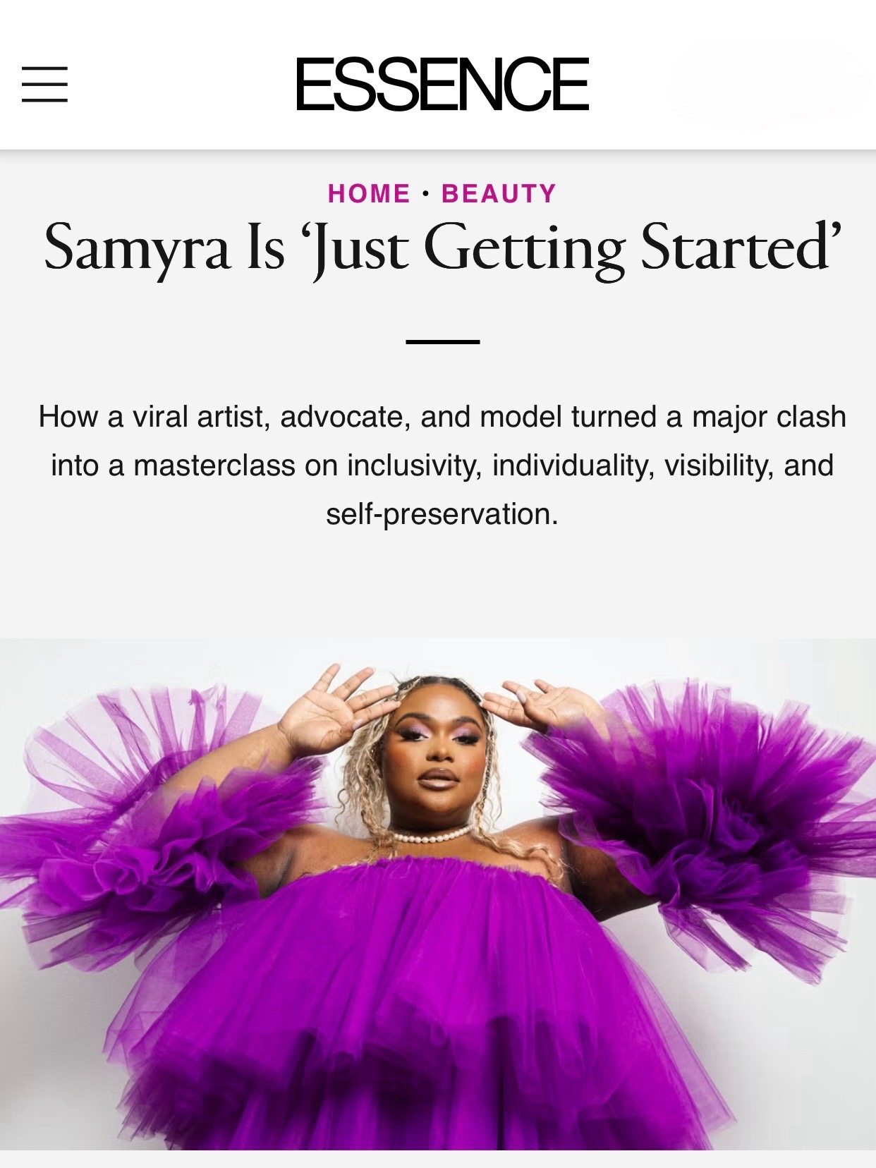TikTok post by @samyra for ESSENCE. Caption reads: @essence🫶🏽✨✨.