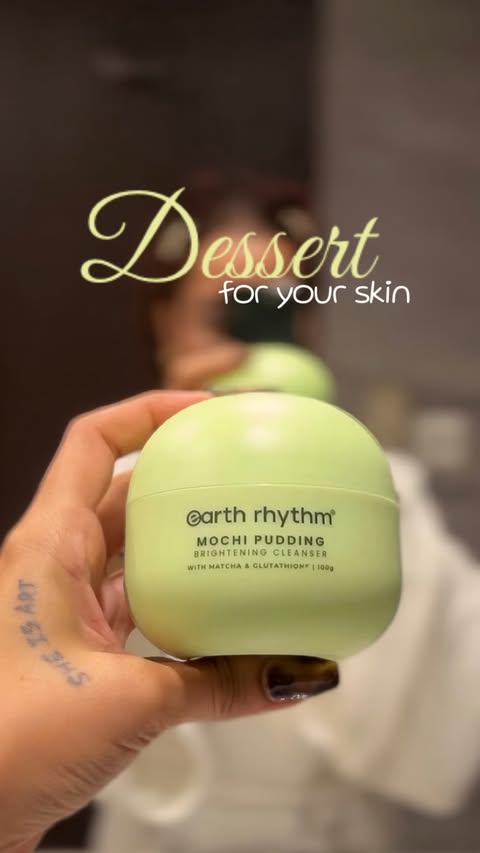 Instagram post by @rashi.shindee for Earth Rhythm. Caption reads: A desert for your skin 💚 Meet @theearthrhythm ‘s....