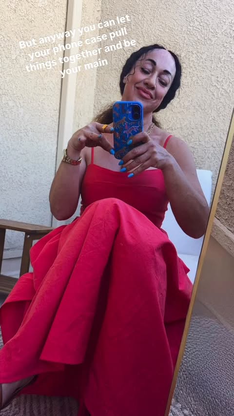 Instagram post by @racheladolezal for Pela Case. Caption reads: Switching up my vibe with @PelaCase 🌿✨ Two looks,....
