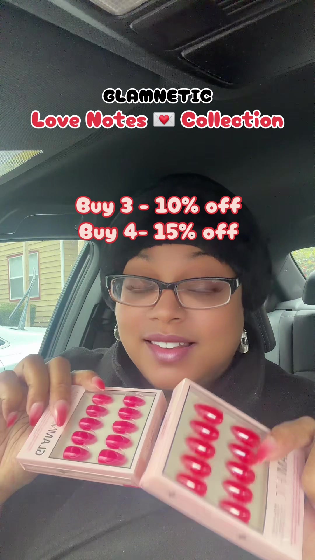 TikTok post by @d33empress for Glamnetic. Caption reads: #glamnetic #glamneticlovenotes [...].