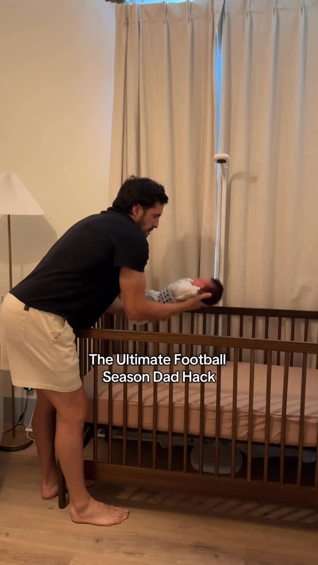 Instagram post by @rhettscheurn for Nanit. Caption reads: Baby is down. Game is on. With @get_nanit , I can....