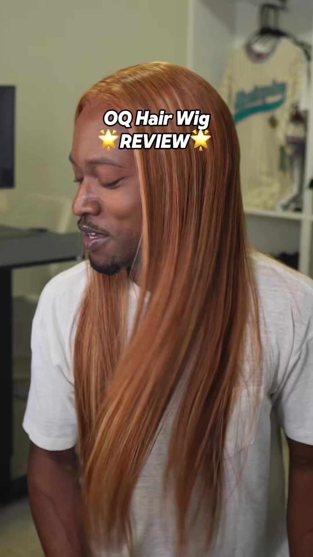TikTok post by @justicefitzz for Shein.wig. Caption reads: [...] This straight highlight ombré wig from....