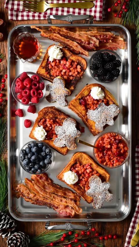 Instagram post by @zimmysnook for Hestan Culinary. Caption reads: Gingerbread French Toast with Apple Cranberry....