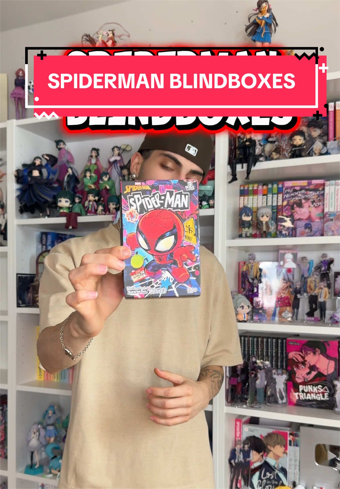 TikTok post by @paul.soles for MINISO United States. Caption reads: [...] Spiderman BLINDBOX plush from @MINISO United....