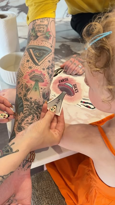 Instagram post by @meggsfordays for Xtool. Caption reads: [...] pieces into temporary tattoos using my xTool....
