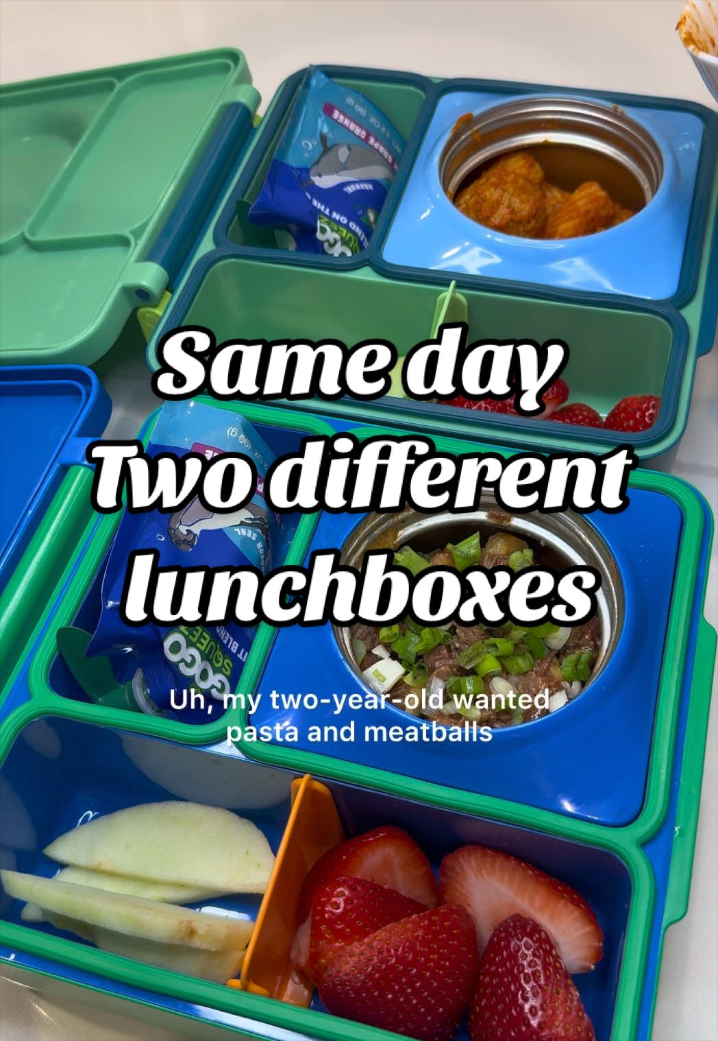 TikTok post by @josephineehuang for OmieLife. Caption reads: [...] #kidslunchbox #kidslunch @OmieLife @GoGo....