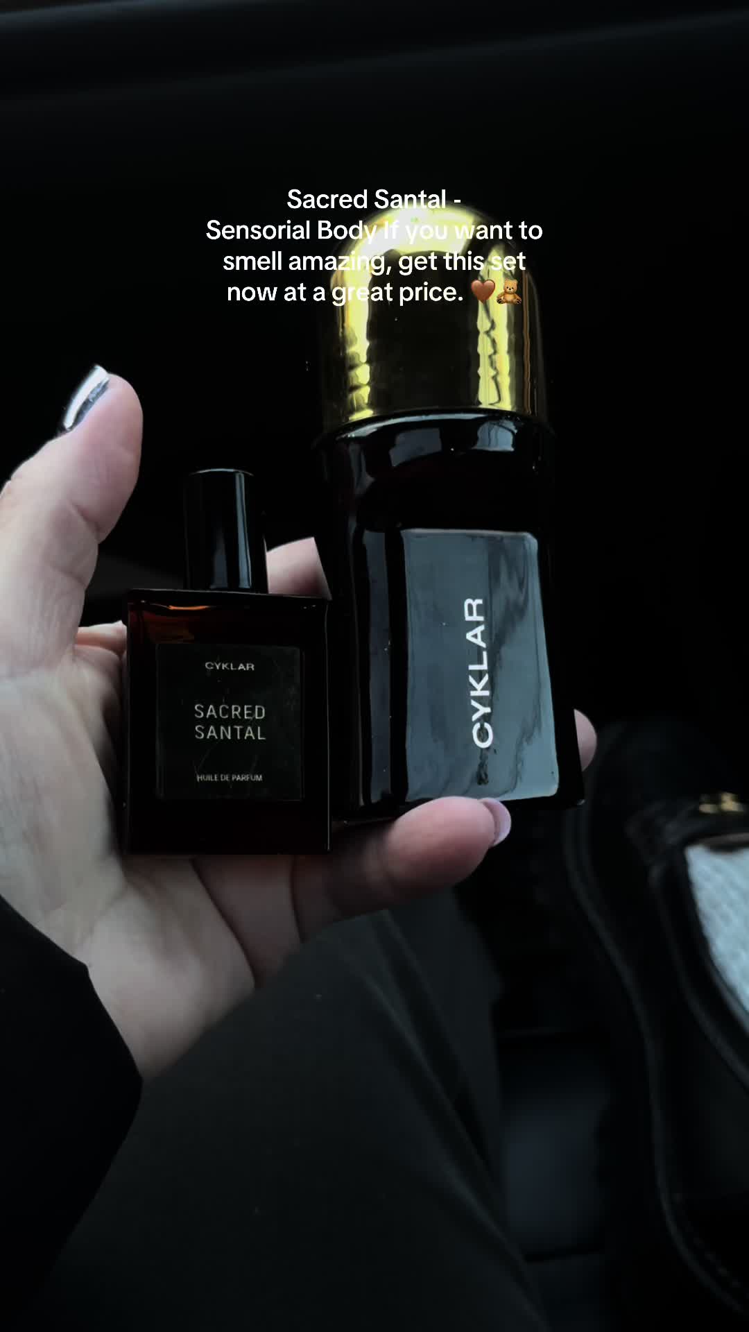 TikTok post by @mayramtnez for CYKLAR. Caption reads: [...] Santal - Sensorial Body @CYKLAR....