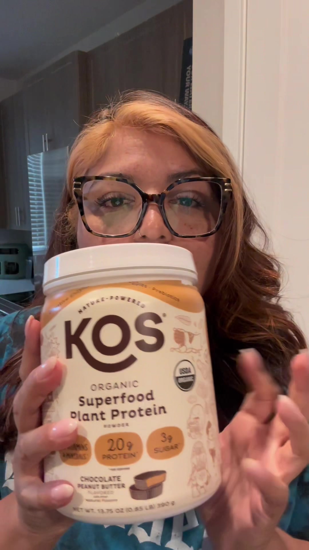 TikTok post by @natnatp07 for KOS. Caption reads: Clean fuel. Real results. 🌱💪 @KOS Superfoods....