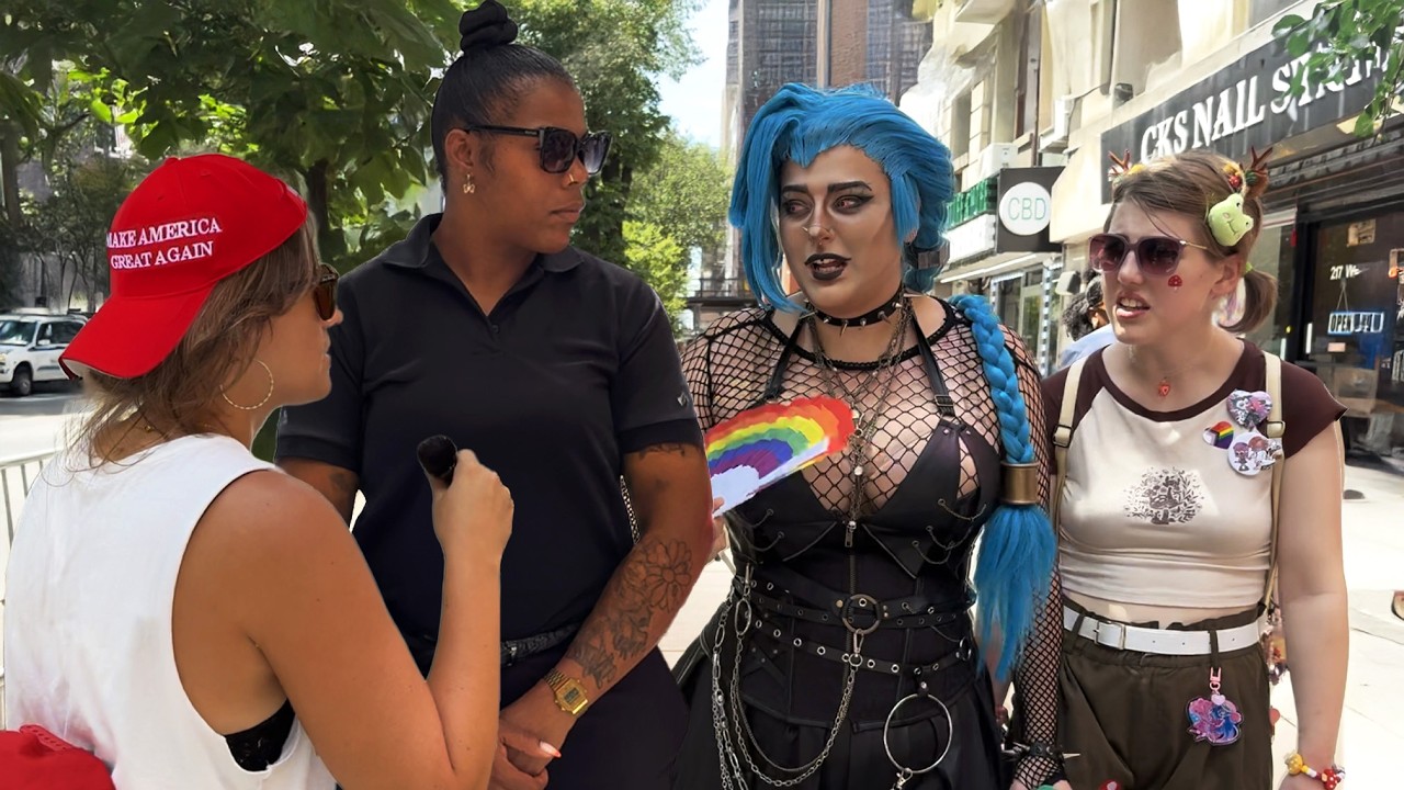 YouTube post by @arielle for Redbubble. Caption reads: I Needed A Body Guard At Pride -- Queer Activists....