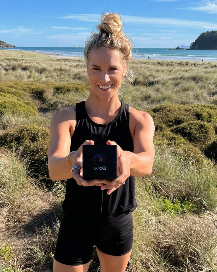 Instagram post by @dr_hannah_wells for MitoQ. Caption reads: My morning go-to health product @mitoq has....