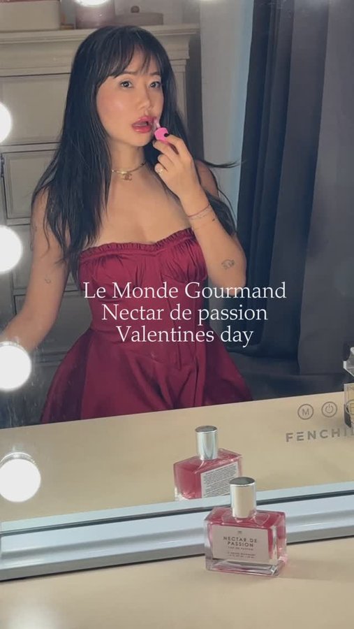 Instagram post by @bynataliebright for Le Monde Gourmand | Willowbrook Il. Caption reads: @gourmandbeauty new fragrance nectar de passion....