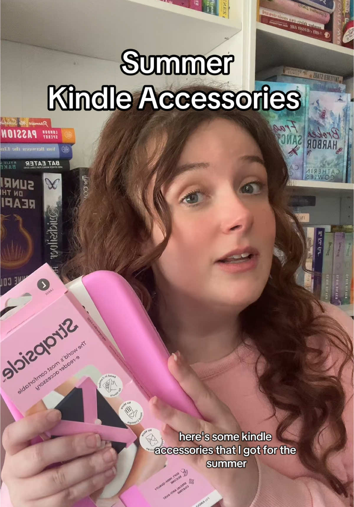 TikTok post by @read_with_sav_ for Strapsicle. Caption reads: [...] #kindlepaperwhite #kindlegirlie #strapsicle....