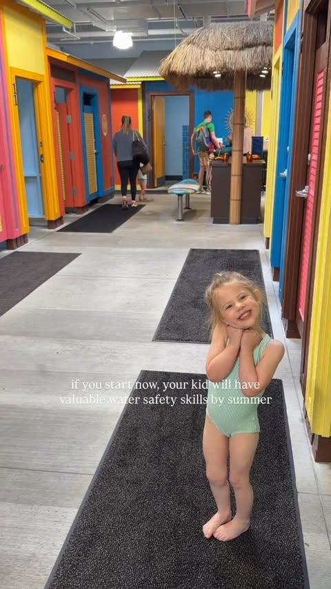 Instagram post by @katiekhummel for Goldfish Swim School. Caption reads: [...] class free. #goldfishpartner....