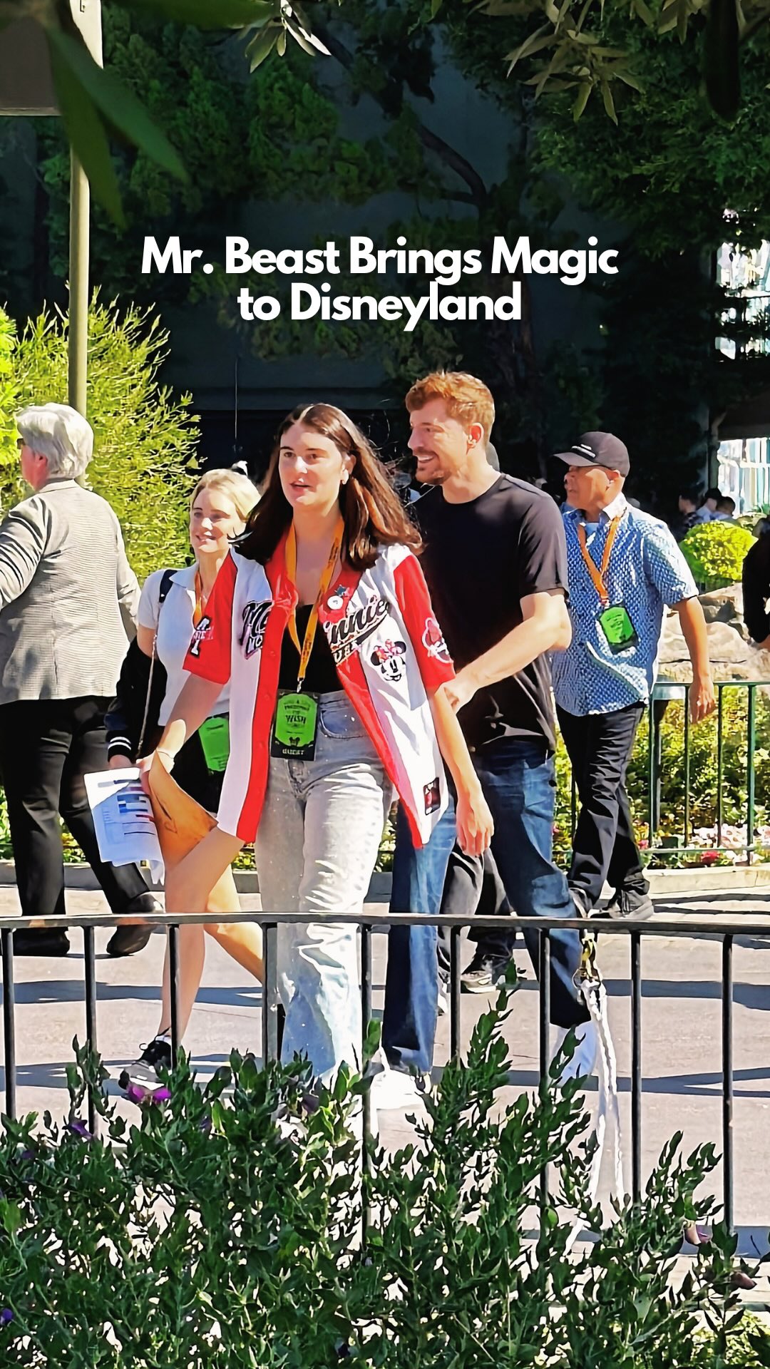 Instagram post by @mickeyvisit for Visit Anaheim. Caption reads: 🚨Mr Beast spotted at Disneyland as part of....