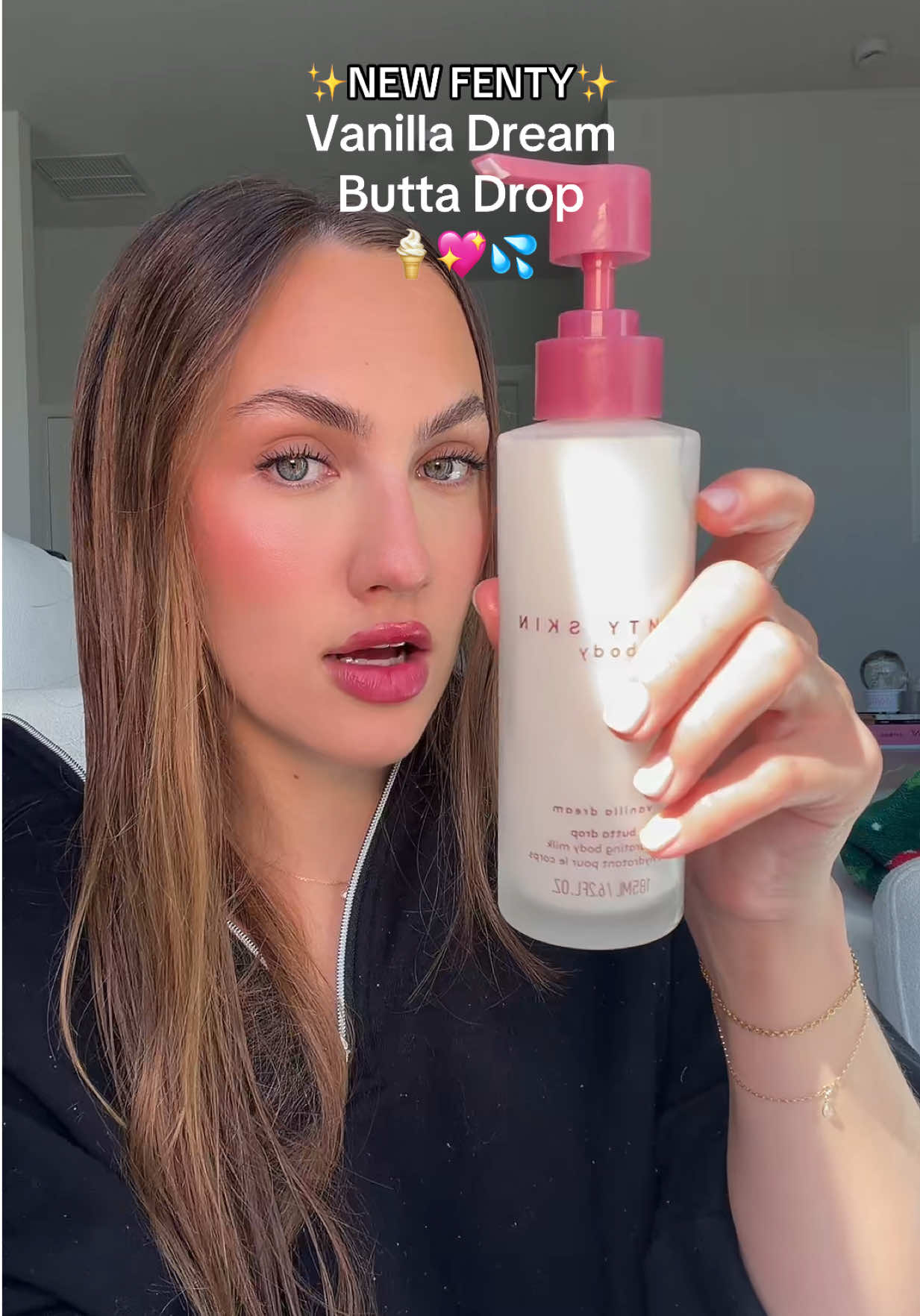 TikTok post by @daniellamagee for Fenty Beauty. Caption reads: [...] DROP IS HERE!💖🍦💖🍦 @Fenty Beauty....