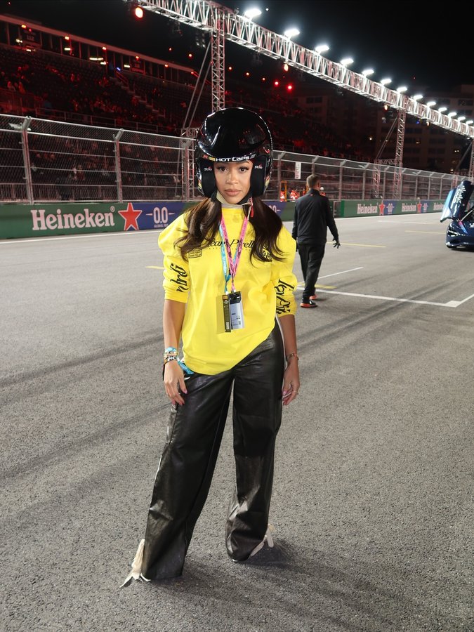 Instagram post by @nikkisaintclaire for Pirelli. Caption reads: Thanks to @pirelli_motorsport for the amazing F1....