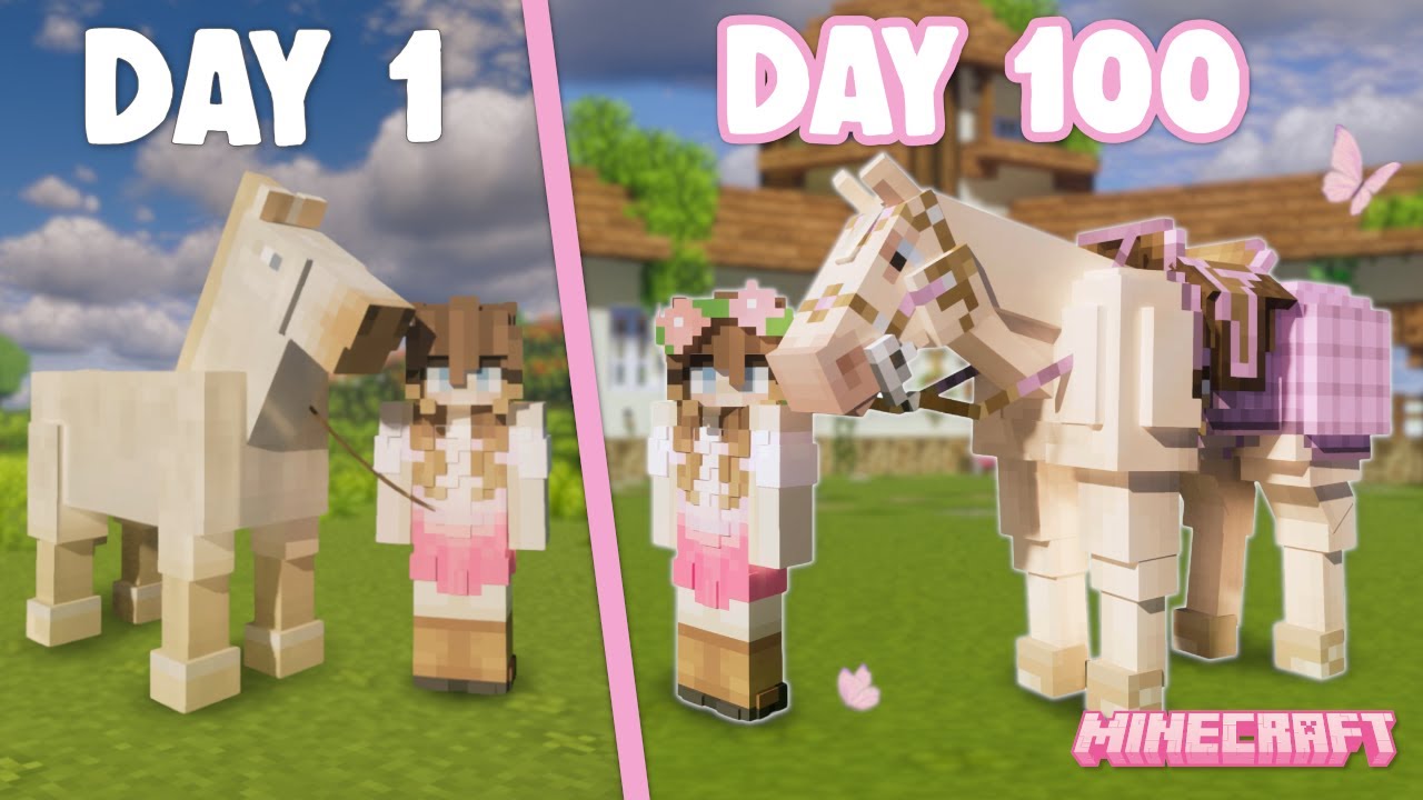 YouTube post by @AbigailPinehaven for Fiverr. Caption reads: I SURVIVED 100 DAYS IN A COZY COTTAGECORE HORSE....