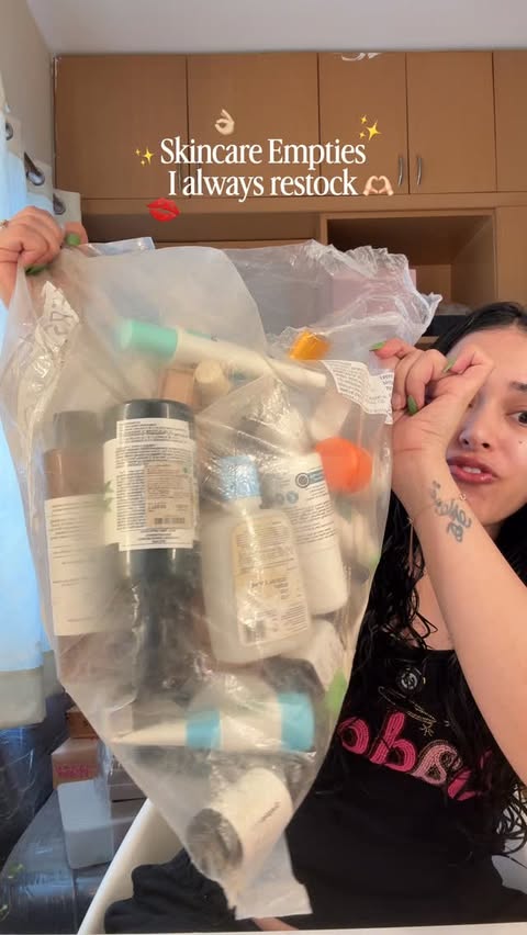 Instagram post by @glow.w.ish for APRILSKIN. Caption reads: Comment ‘empty’ for links ✨ Skincare empties I’ll....