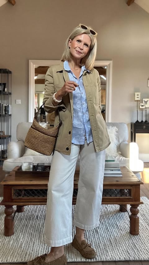 Instagram post by @welliesandchampagne for Baukjen. Caption reads: [...] • Tia Crop Jeans @whitestuffuk • Jacket....