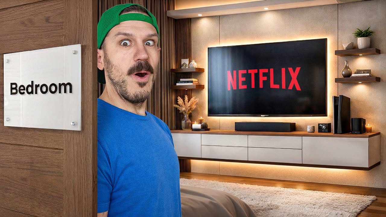 YouTube post by @MrBuildit for Lowe's. Caption reads: DIY Media Console That Will Change How We Binge....