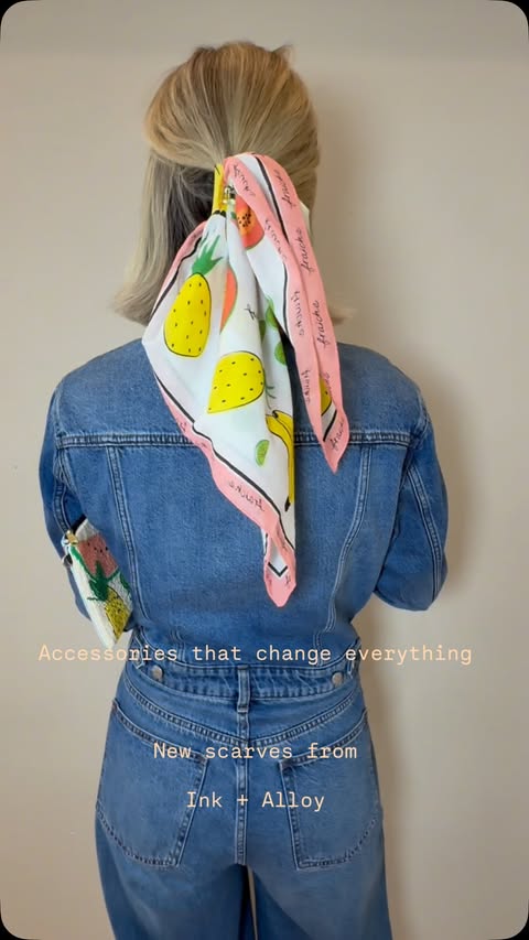 Instagram post by @robinvelastyle for INK+ALLOY. Caption reads: New in: scarves from @inkalloy 💫 The easiest way....