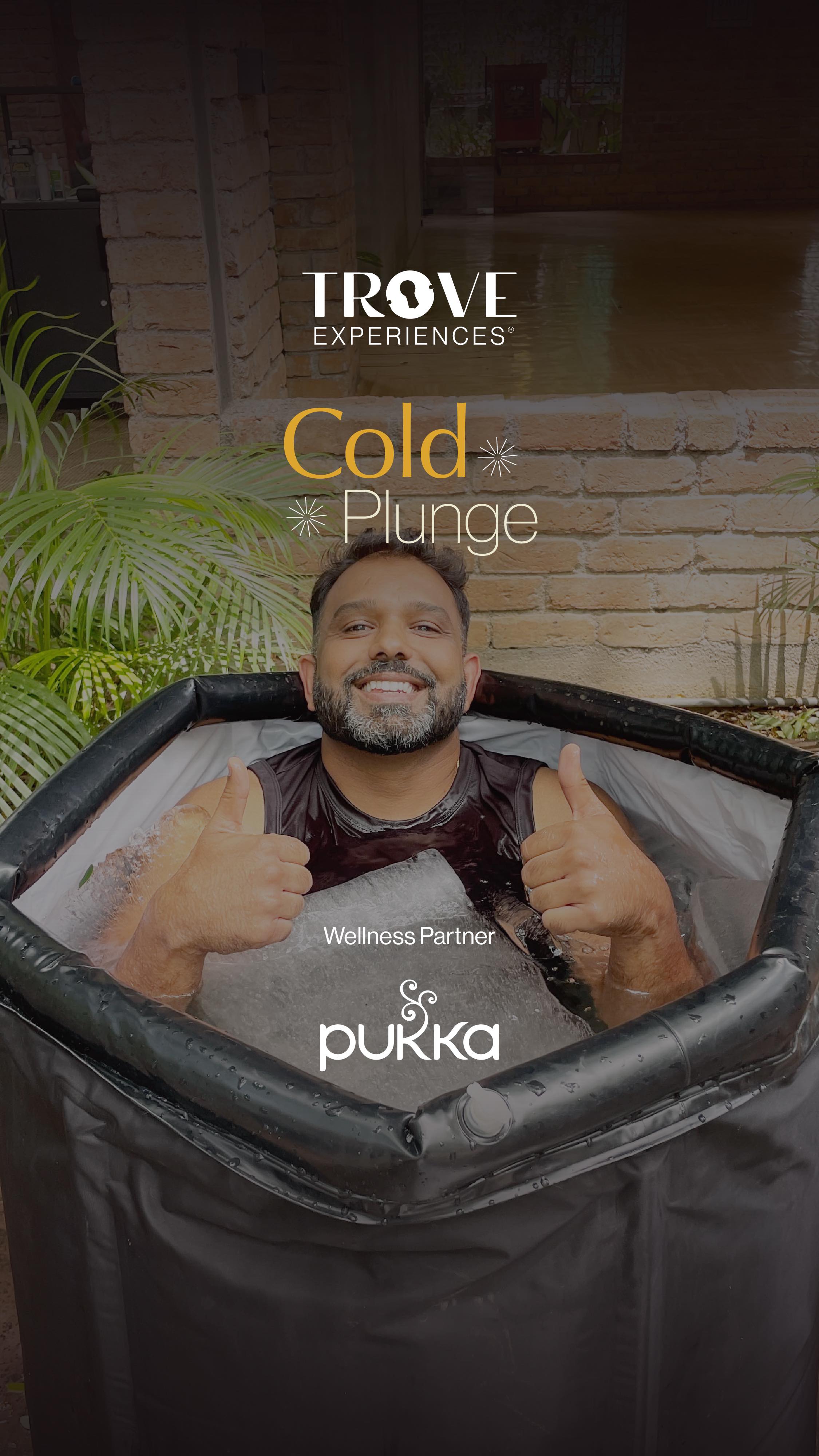 Instagram post by @trove_experiences for Pukka Herbs. Caption reads: This weekend, we swapped comfort for cold plunges....
