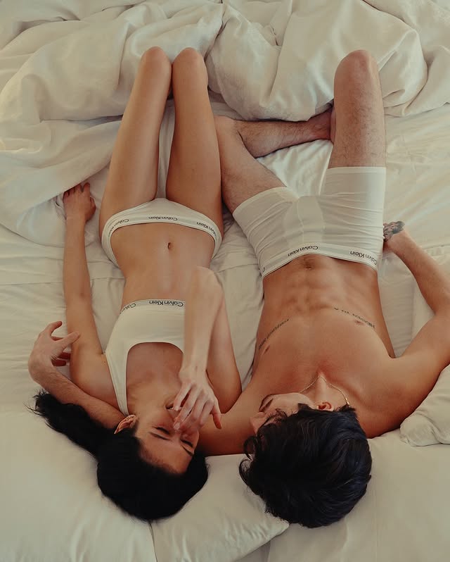 Instagram post by @reneeebeller for Calvin Klein. Caption reads: every morning in Our Calvins @calvinklein #ad.