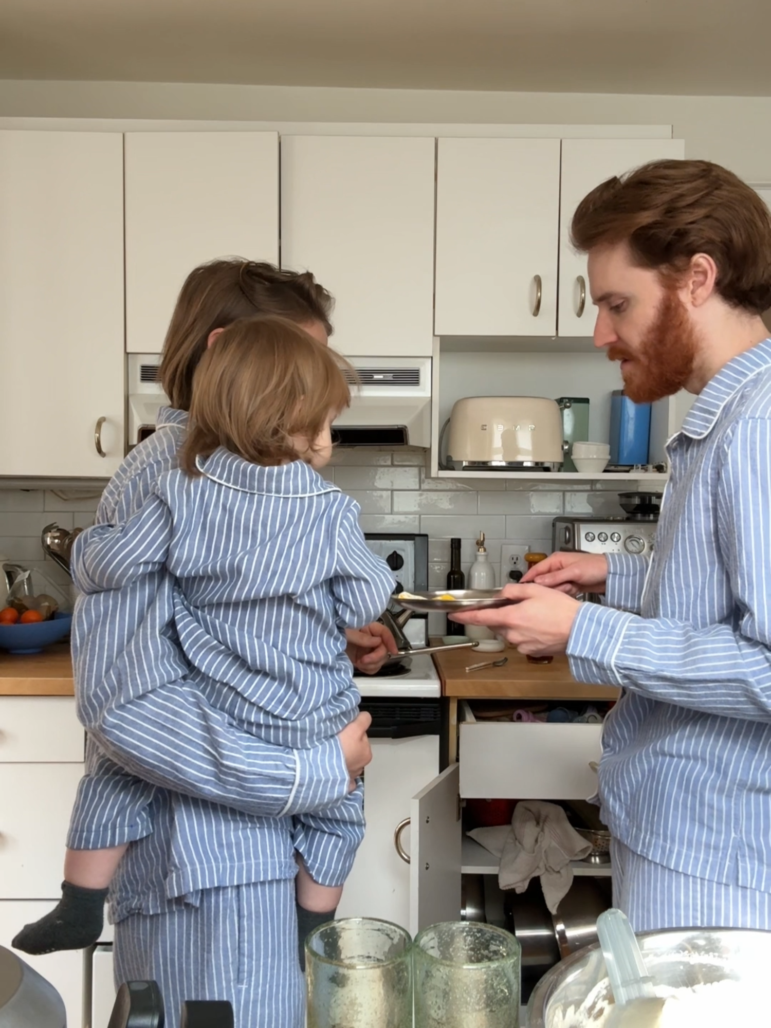 TikTok post by @tessmadalyn for GAP. Caption reads: waffle saturday in our @gap pjs #GapCreator....