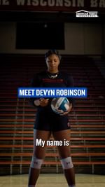 Instagram post by @devvrobinson for American Family Insurance. Caption reads: #PursuingMyDream as a Wisconsin Volleyball Player....