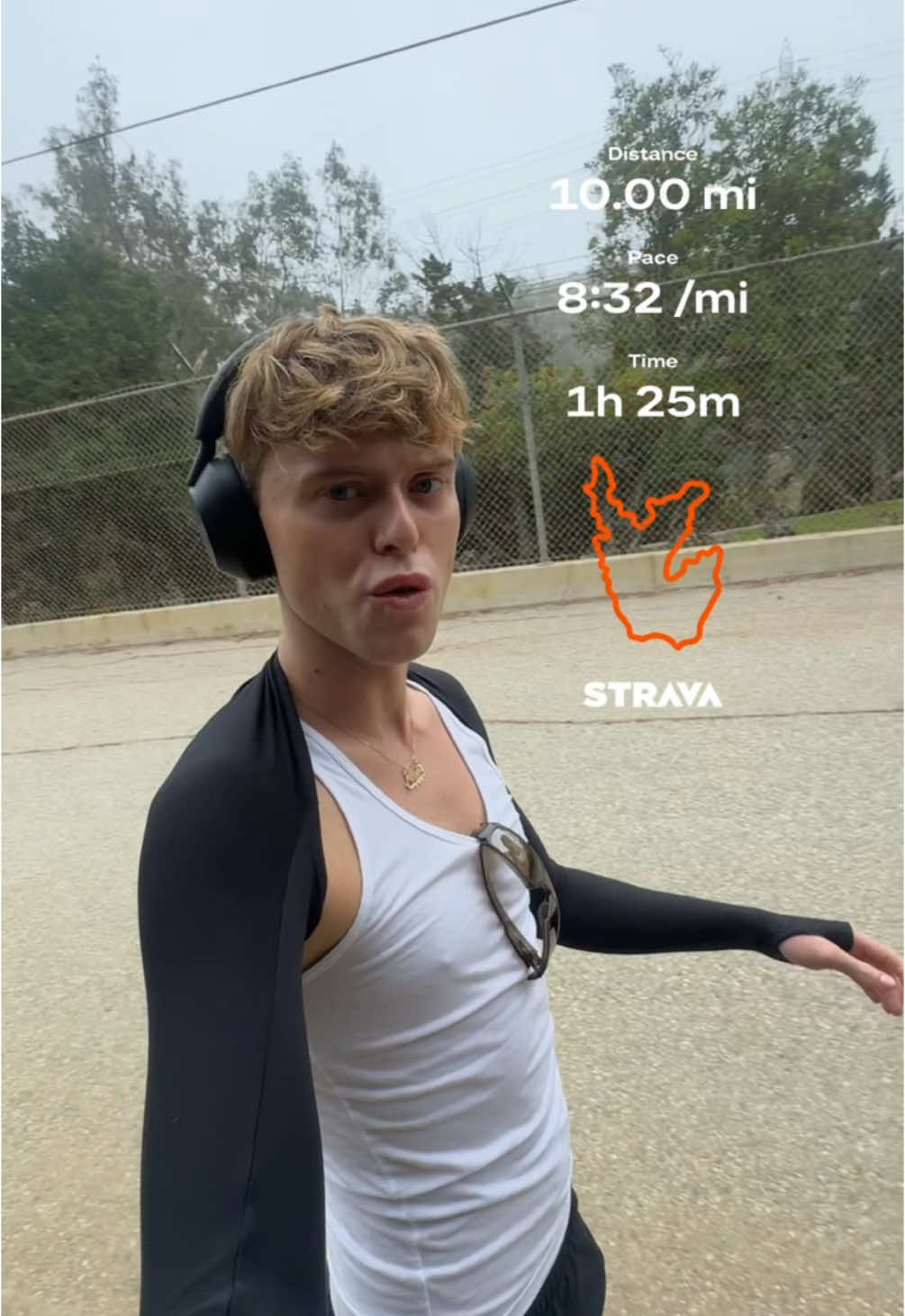 TikTok post by @nmillz1 for Strava. Caption reads: 10 miles doneeee!! Also finally downloaded @Strava....