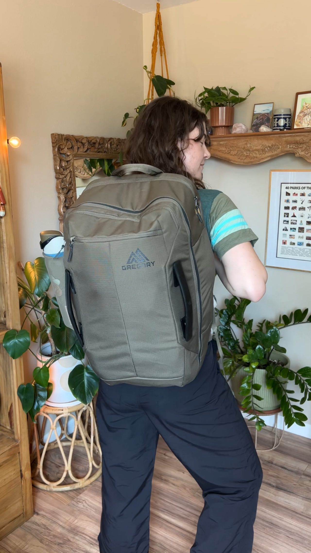 Instagram post by an influencer for Gregory Mountain Products. Caption reads: Packing for a girl’s trip (as a proud member of....
