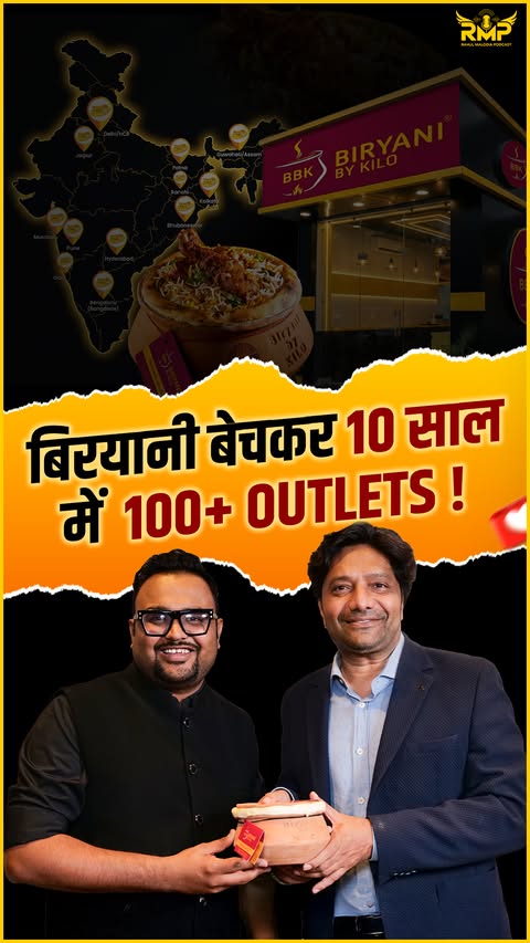 Instagram post by @rahulmalodiapodcast for Biryani By Kilo. Caption reads: The untold truth behind India’s fastest-growing....