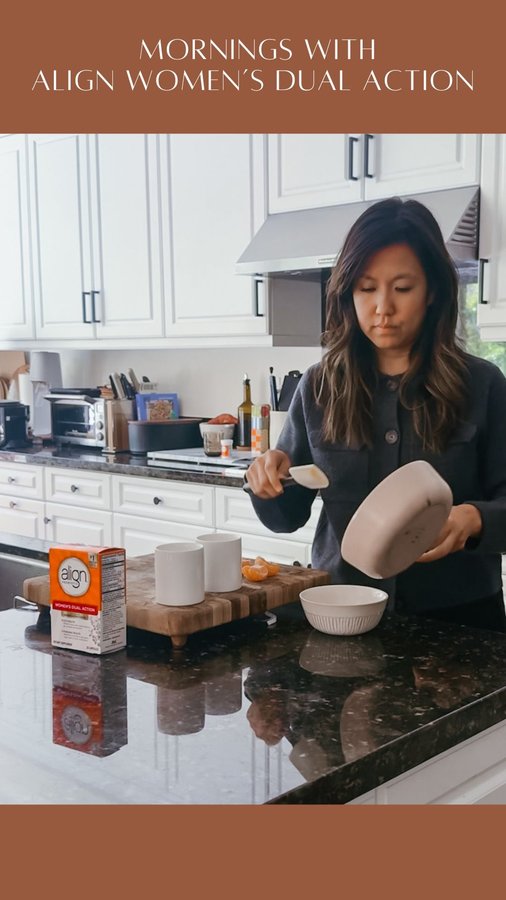 Instagram post by @byalicesigh for Align Probiotics. Caption reads: Inner Harmony 🤝 Corporate Mom #Ad....