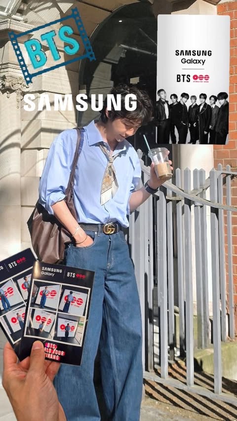 Instagram post by @blue._.a for Samsung Mobile. Caption reads: AD BTS WORLD TOUR 'ARIRANG' is finally in London!....