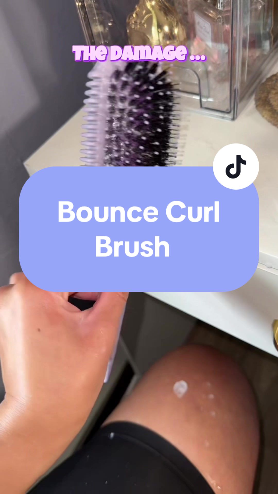 TikTok post by @lelz1993 for BounceCurl. Caption reads: Forever faithful to the @BounceCurl brush 🫡💜 ....