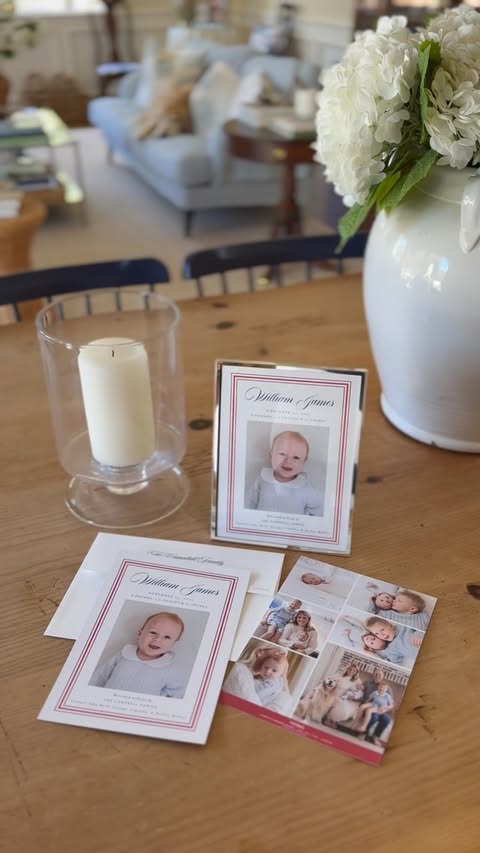 Instagram post by @amy.beth.campbell for Minted. Caption reads: [...] and these birth announcements by @minted ✨....