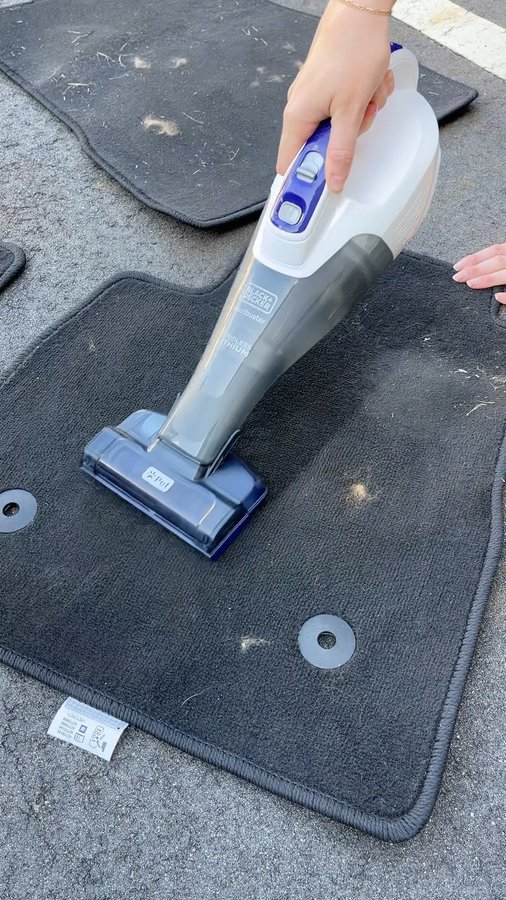 Instagram post by @emmareneevaughn for BLACK+DECKER. Caption reads: time for a quick car clean 🚗🧼💨

the....