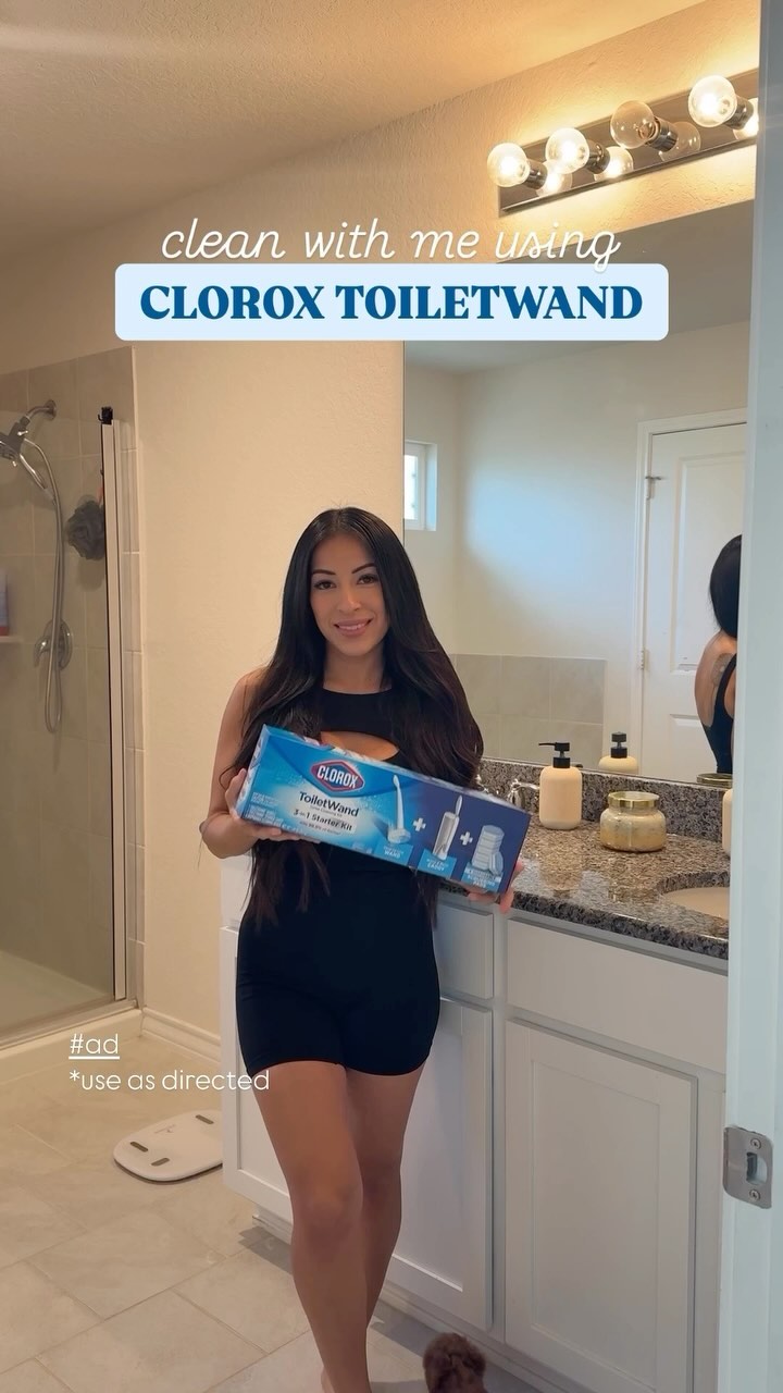 Instagram post by @heyitsrubee for Clorox. Caption reads: #AD Cleaning the bathroom? Not my fave 🤦‍♀️. But....