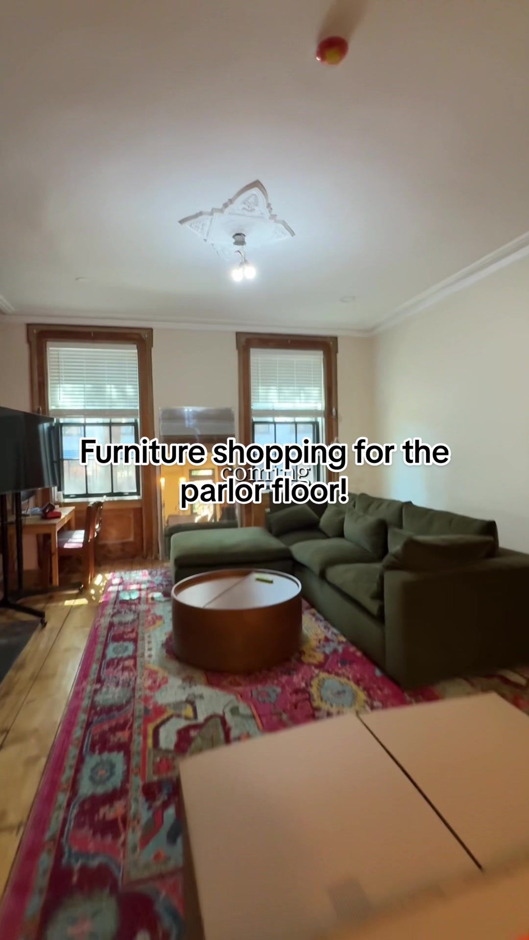 TikTok post by @sassaronio for West Elm. Caption reads: furniture shopping for the parlor and garden....