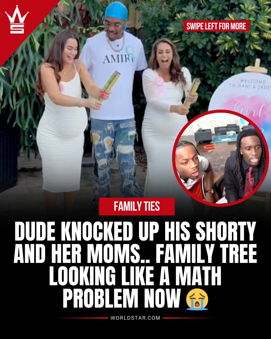 Instagram post by @lovejadet33n for Worldstarhiphop. Caption reads: Nick got his girl and her mother pregnant, leaving....