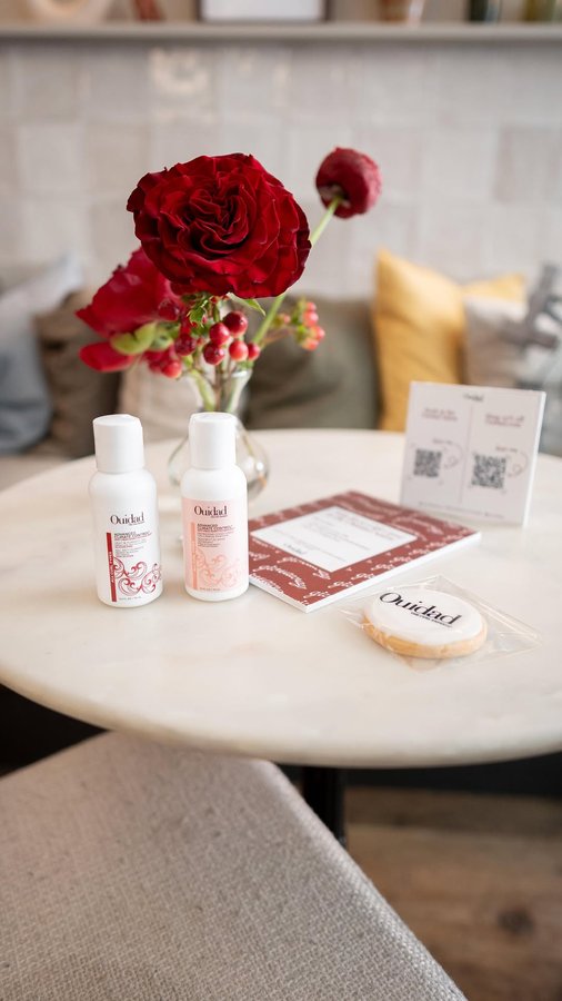 Instagram post by @katherinejose_ for Ouidad. Caption reads: Spent the day at the Curl Café with @ouidad ,....