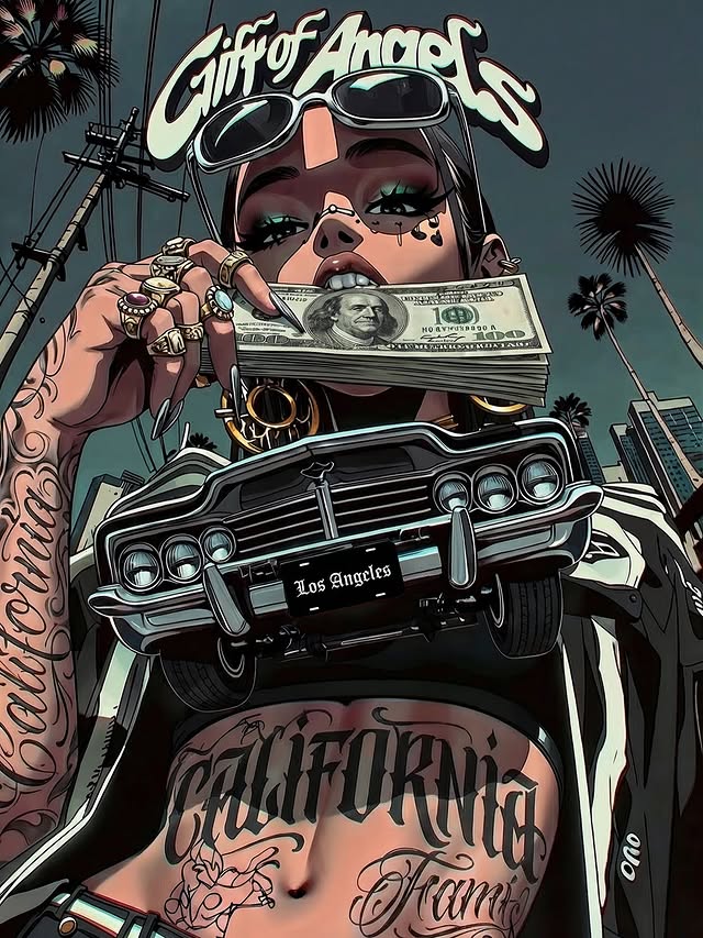 Instagram post by @made.by.jay.ai for Freepik. Caption reads: [...] 💸🚘🌴🔥 Sponsored by @higgsfield.ai....