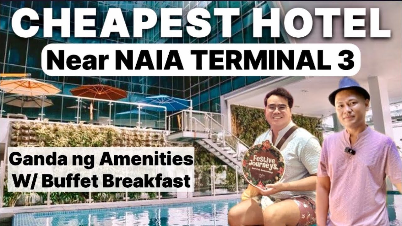 YouTube post by @gowithmel for agoda. Caption reads:  CHEAPEST HOTEL near NAIA TERMINAL 3.