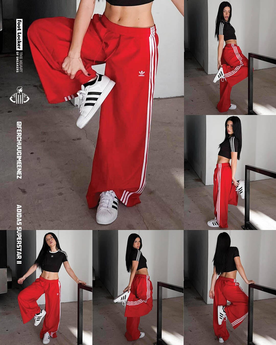 Instagram post by @ferchuugimeenez for Foot Locker. Caption reads: #ad Shop my adidas rotation at Foot
Locker....