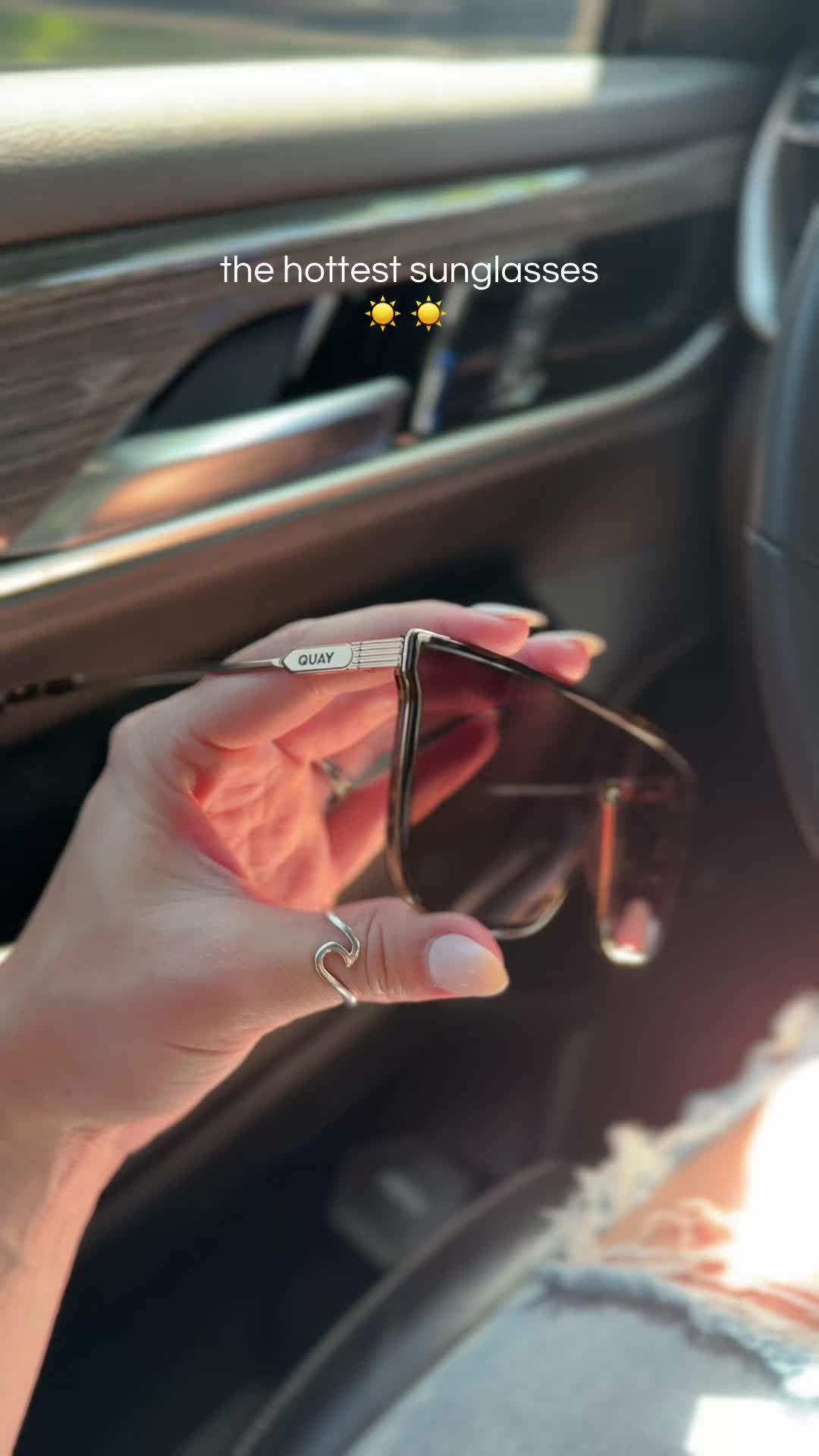 TikTok post by @shopwmorgan for QUAY. Caption reads: My fav!! @Quay #quay #sunglasses.