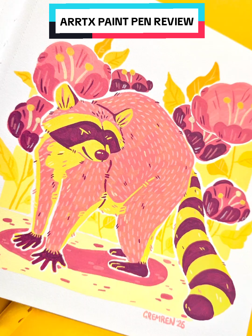 TikTok post by @gremren for Arrtx. Caption reads: time to see if @Arrtx Art Supplies paint pens live....